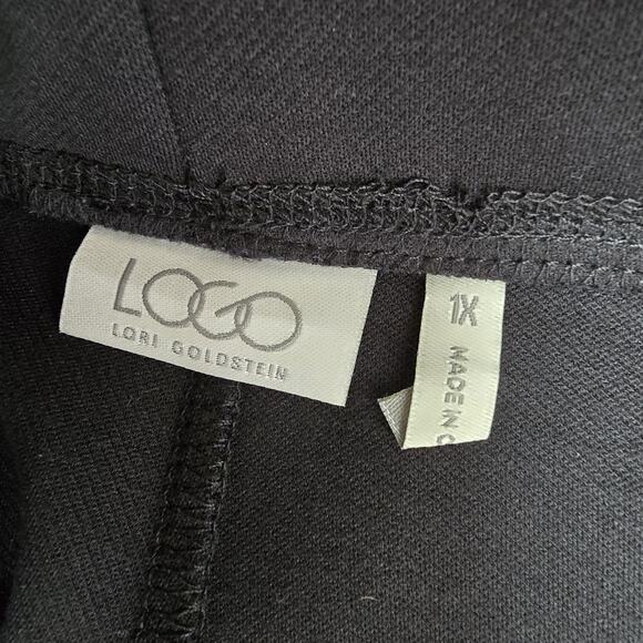 Logo Lori Goldstein Skirt Size 1X Black Pull-On Side Slits Stretch Knee Length - Picture 6 of 8